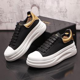 Spring Autumn Dress Wedding Party Shoes Men Comfortable Leisure Outdoor Casual Leather Sneakers Designer Round Toe Thick Bottom Walking Footwear