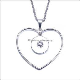 Pendant Necklaces Noosa Snap Button Jewellery Heart Circle Necklace With Link / Leather Chain Fit 18Mm Women Drop Delivery 202 Dayupshop Dhivz