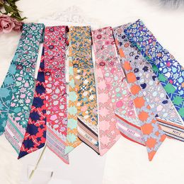 Spring Summer New European and American Printed Silk Scarf Artificial Arm Bag Handle Ribbon Sun Protection Variety Ribbon Wom