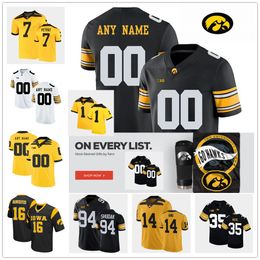 2022 NCAA Custom Iowa Hawkeyes Football Jersey 54 Daviyon Nixon Keith Duncan 7 Spencer Petras 15 Tyler Goodson 84 Sam LaPorta 65 Tyler Linderbaum 33 Riley Moss Jerseys