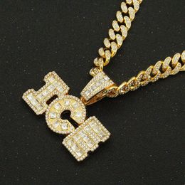 Pendant Necklaces Hip Hop Iced Out Cuban Chains Bling Diamond Letter Mens Gold Chain Charm Jewelry For Men Women Choker GiftPendantPendant