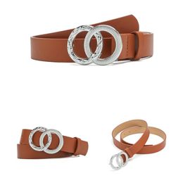 Belts Mens Leather Black Women For Jeans With Fashion Double O Ring Buckle And Faux Belt Drinking BuckleBelts