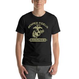 Men's T-Shirts Marines Corps Semper Fidelis Oversized Tshirt Harajuku Mens Clothes Short Sleeve Streetwear Large Size Top TeeMen's