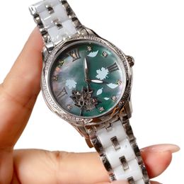 Fashion Mechanical Women's Watch 35mm 82S0 Movement Mother Of Pearl Dial Sapphire Glass Mirror Deep Water Resistance 316 Stainless Steel Ceramic Band watch