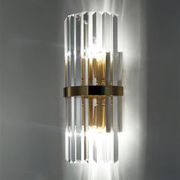 Luxury Crytal Wall Lamps Gold Bedroom Bedside Light Living Room Stairs Hotel Aisle Wall Sconce