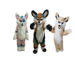 Long Fur Husky Dog Wolf Fox Fursuit Mascot Costume Top Quality Animal theme character Carnival Adult Size Fursuit Christmas