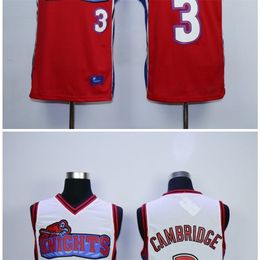 NC01 Top Quality 1 Men's Cambridge Jersey 3 Like Mike LA Knights Movie College Basketball Jerseys White Red 100% Stiched Size S-XXXL