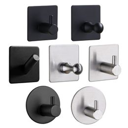 304 Black Robe Hook Wall Towel for Bathroom Stainless Steel Coat Rustproof Hanger Kitchen Hardware 220527