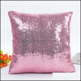 Pillow Case Bedding Supplies Home Textiles Garden Ll Print Throw Sofa Cushion Er Solid Pillowcase Sequin Gl Dhzh2