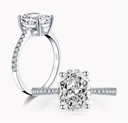 Luxury Diamond Ring Engagement Rings 925 Sterling Silver Oval Cut Cubiz Zirconia Wed Rings for Women