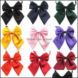 Bow Ties Fashion Accessories Women Girl Solid Colour Large For Bank El Dress Suit Shirts Decor Dro Dh0Kf