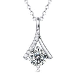 Moissanite Necklace for Women 1.0CT VVS Brilliant 925 sterling silver Moissanite Diamond Halo Pendent Necklaces Anniversary Gift