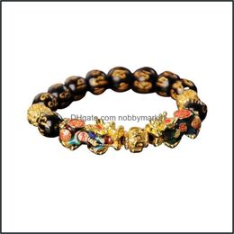 Beaded Strands Bracelets Jewellery Gold Colour Temperature Change Lucky Buddhism Troops Bangles Brave Pixiu Braided Energy Ro D7T8 Drop Deli