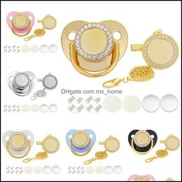 Sublimation Pacifier Luxury Bling Baby Pendants Diy Blank White Creative Gift Fashion Style Family Ornament Accessories Heat Transfer Printi