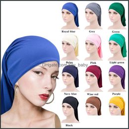 Beanie/Skl Caps Hats Hats Scarves Gloves Fashion Accessories Solid Color Beanie Turban Stretch Hat Skl Head Wrap Hair Ca Ddk
