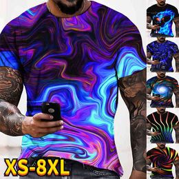 2022 Summer Men's Abstract Geometric 3D Printed Painting Pullover Fational Casual Tops Plus Size New Design Cool Male T Shirts Y220426