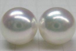 -Par de aretes de perlas blancas perfectas de AAA de 13-14 mm en el South South South