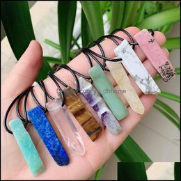 Pendant Necklaces Pendants Jewellery Irregar Quartz Pendum Natural Stone Necklace Amethyst Amazonite Citrine Dh0Kg