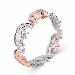 Silver ring exquisite fashion income ladies hollow elephant ring shiny animal ladies charm auspicious romantic love wedding rings