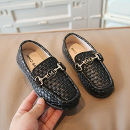 Kids Leather Shoes For Boys Girls Toddlers Little Children Flats Loafers Moccasins Slip-on Fashion Trend Shoes For Wedding Show Size 26-35