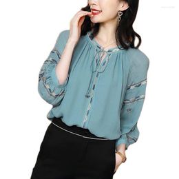 Women's Blouses & Shirts Women Tops And Solid White Chiffon Office Shirt Thin Beautiful 2022 Long Sleeve Clothes