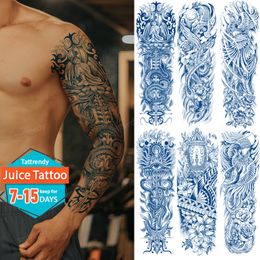 super tatuagens Desconto Super grande tatuagem temporária adesivo suco de suco natural arte de corpo duradouro 2 semanas grandes manga de braço tatuagens para homem mulheres adulto