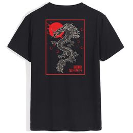 Hip Hop Black Streetwear Men T Shirt Chinese Dragon Sun Summer Short Sleeve Cotton Loose Tops Tees Boy Girl Couples 220616