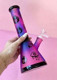 10 inch Tall Hookah Purple Trippy Eyes Baker Dab Rig 14.4MM Glass Water Bongs oil bongs