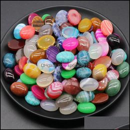 Arts And Crafts Arts Gifts Home Garden Wholesale 15X20Mm Oval Striped Agate Stone Carving Cabochon Natural Crystal Polishi Dhdyn