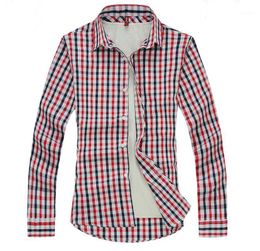 Classic Long Sleeve Plaid Men Button Down Shirt Slim Fit Mens Cheque Cotton 2022 Autumn Shirts Casual Dress 4XL Men's