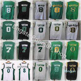 Mens Basketball Jayson Tatum Jersey 0 Gordon Walker 8 Larry Brown 7 Edition Earned City Black Green White Top Q jerseys