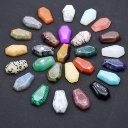 Natural Crystal Stone Ornaments Coffin Shape Reiki Healing Chakra Quartz Mineral Tumbled Gemstones Hand Piece Home Decoration Jewelry Making Acc