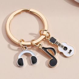 50pcs Bag Parts Women Metal Gitar Note Keychain