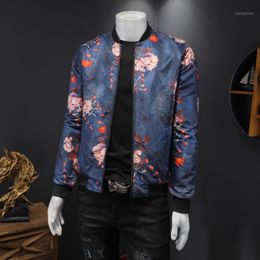 Plus Size 5XL-M Spring Floral Bomber Jackets Men Clothing 2022 Simple All Match Long Sleeve Business Casual Coats Streetwear Men's