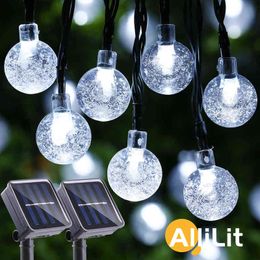 M Led Crystal Ball Solar Light Outdoor IP Waterproof String Fairy Lamps Solar Garden Slingers Christmas Decoration J220531