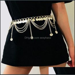 Belly Chains Body Jewelry Tassel Waist Bohemian Mti-Layer Coin Pendant Womens Dance Performance Accessories Drop Delivery 2021 Vxmgj