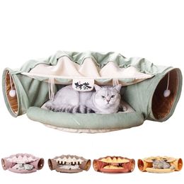 Collapsible Removeable Cat Tunnel Tube Pet Interactive Play Toys Sound Paper Ring Bell For Cats Ferrets Puppy 220323