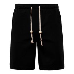 Summer New Mens Casual Cotton Shorts Drawstring Waist Comfortable and Breathable Black White Bermuda Beach Shorts 4XL 5XL 210412