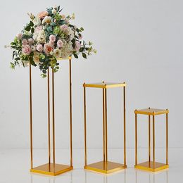 decoration Wedding Artificial Flower Stand Gold-Plated Rectangle Home Outdoor Table Centerpiece Decoration Metal Frame Backdrop imake333