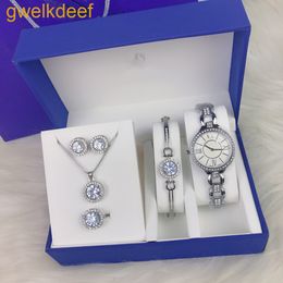 SW Classic Ladies Quartz Movement Watch Bracelet Necklace Earrings Ring 5 Piece Original Gift Box Gift High-end Custom Diamonds