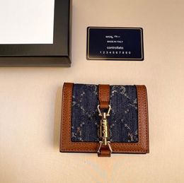 Vintage Denim Colorblock Wallet Luxury Brand Letter Chain Shoulder Bag Messenger Bag Fashion Ladies Coin Purse Card Holders Women Pocket Long Clutch