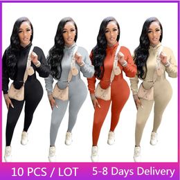 Women's Two Piece Pants Wholesale Fall Clothes For Women Tracksuit Sportswear Solid Casual Jogging Suits Hoodie Sweatshirt And Leggings Set