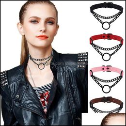 Pendant Necklaces Pendants Jewelry Black Leather Choker Necklace Female Collar For Women Goth Punk Chain Harajuku Chocker Festival Girls G