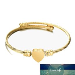 Fashion Europe and America Cross Border Bangle Stainless Steel Heart-Shaped Wire Bracelet Three-Color Bracelet Open-Ended