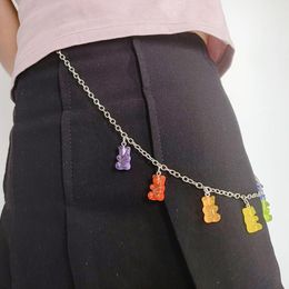 Keychains Fashion Candy Color Resin Bear Pants Waist Chain Pendant Multilayer Jeans Youth Girl Street Punk Hip Hop Jewelry