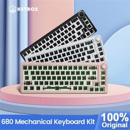 TM680 Swap Mechanical Keyboard Kit Wireless 3 Mode RGB Compatiable With 3/5 Pins For Cherry Gateron Kailh Dial Knob 220427