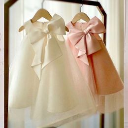 Girl's Dresses 2022 Summer Big Bow Baby Girl Dress 1st Birthday Party Wedding For Princess Evening Kid Clothes