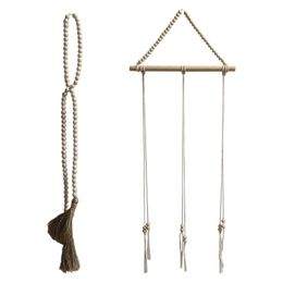 Hooks & Rails Bohemian Hat Display Rack Cotton Rope Tassels Hangers Decorative StorageHooks
