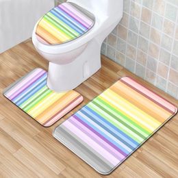 Bath Mats Line Toilet Mat 3-Piece Bathroom Carpet Door Anti Slip Liner Foam Durable Cover Shower Carpets Set