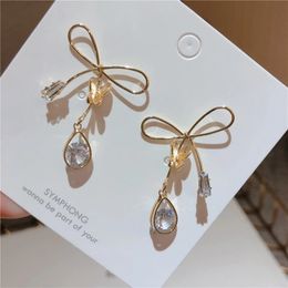 Dangle & Chandelier Bow sweet girl heart-shaped drop earrings earrings tide Korean net red earrings elegant Trend Fashion Stud